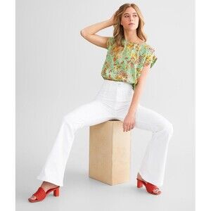 NWT $98 Sz 31 We The Free People Jayde White Flare Jeans High Rise Stretch